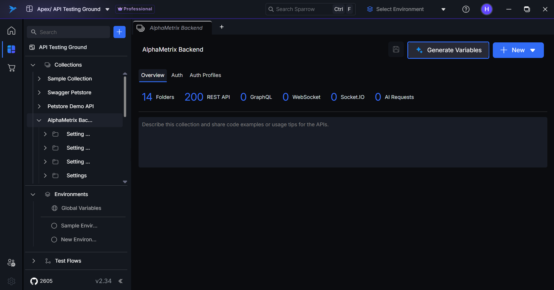 Generate Variables Tab